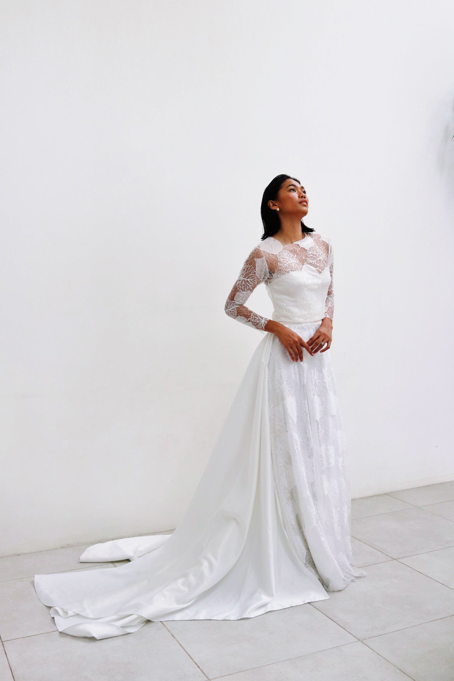 Cathia Lace Wedding Gown with Long Train