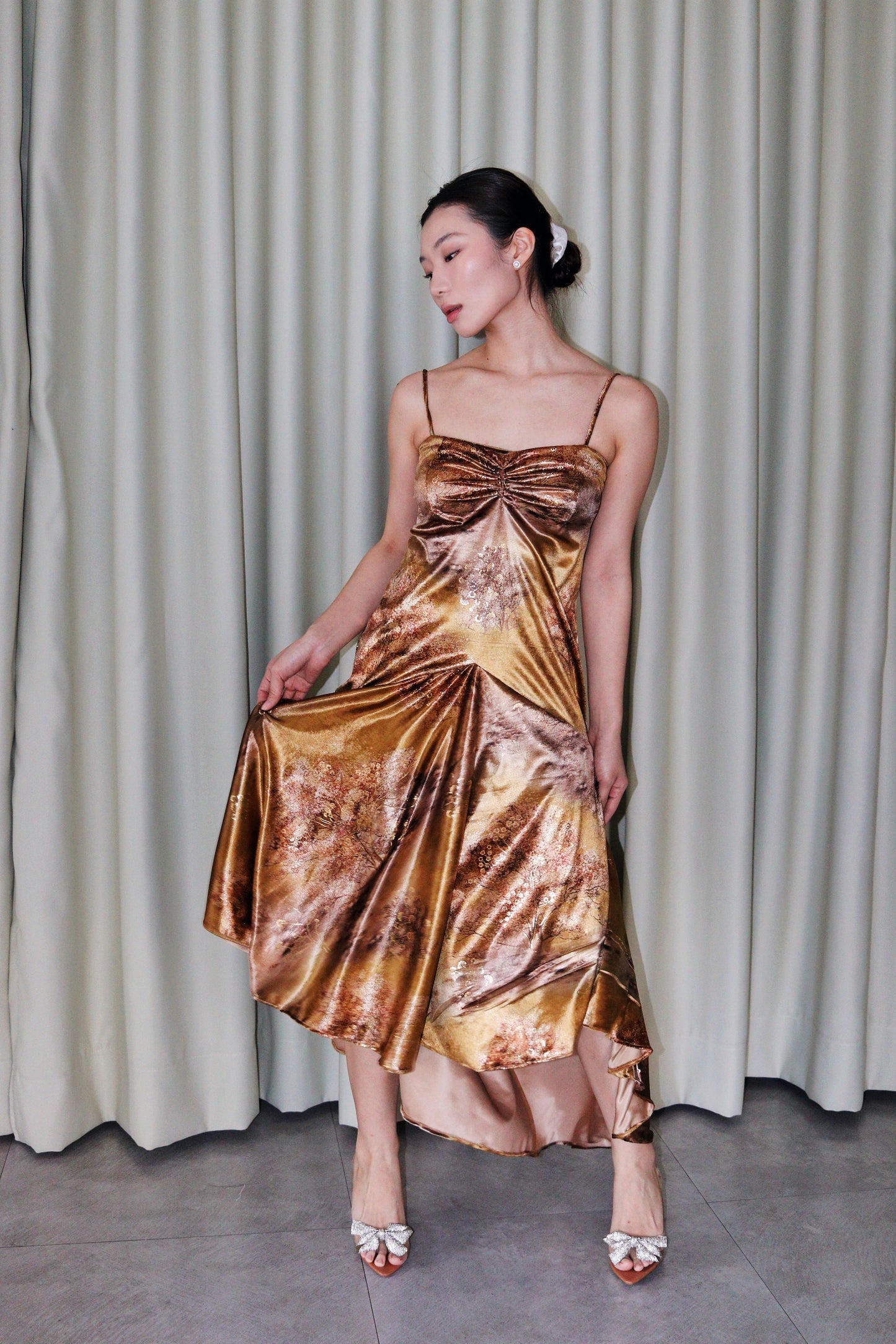 Syphaia Golden Velvet Dress