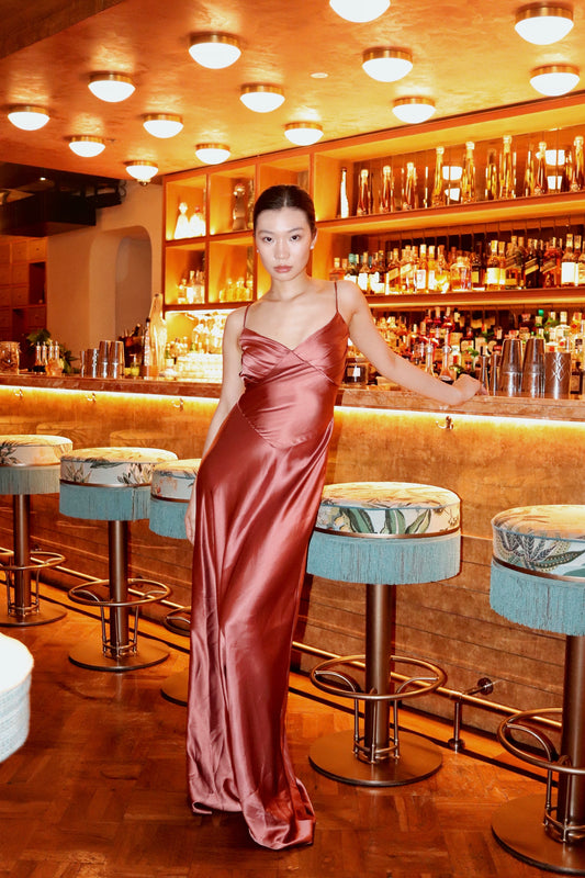 Tiffany V-Neck Satin Dress