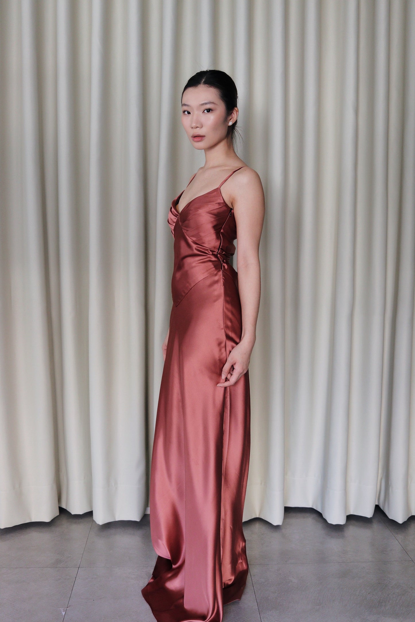 V-Neck Satin Dress