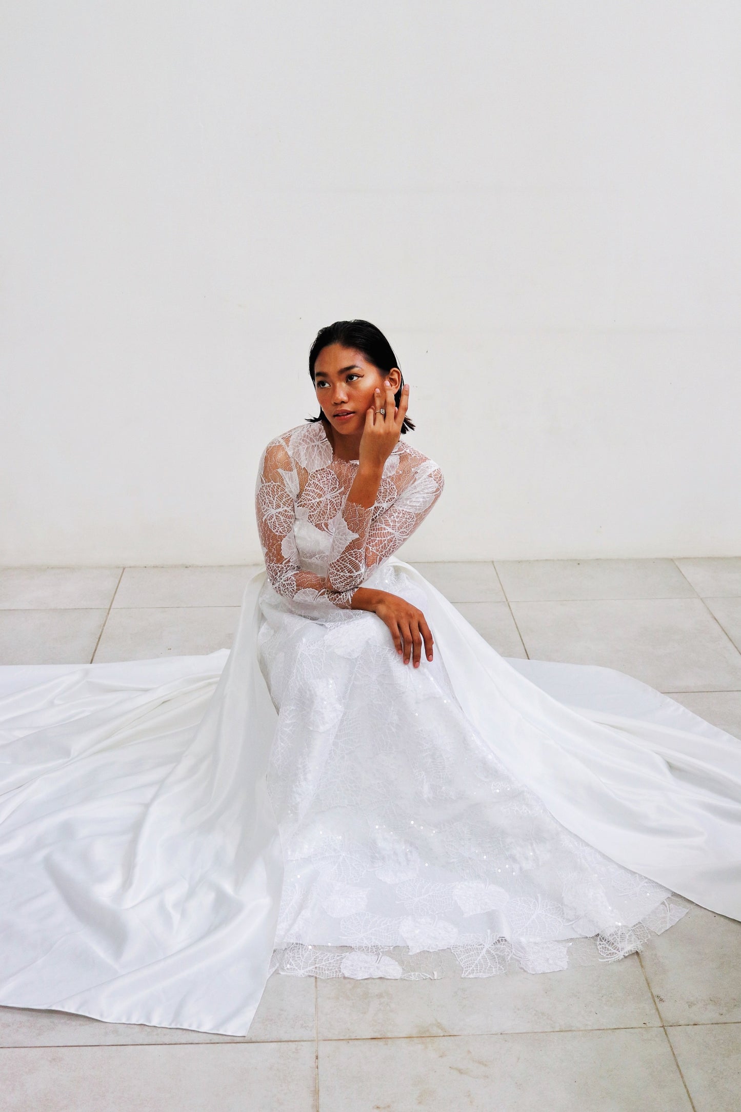 Cathia Lace Wedding Gown with Long Train