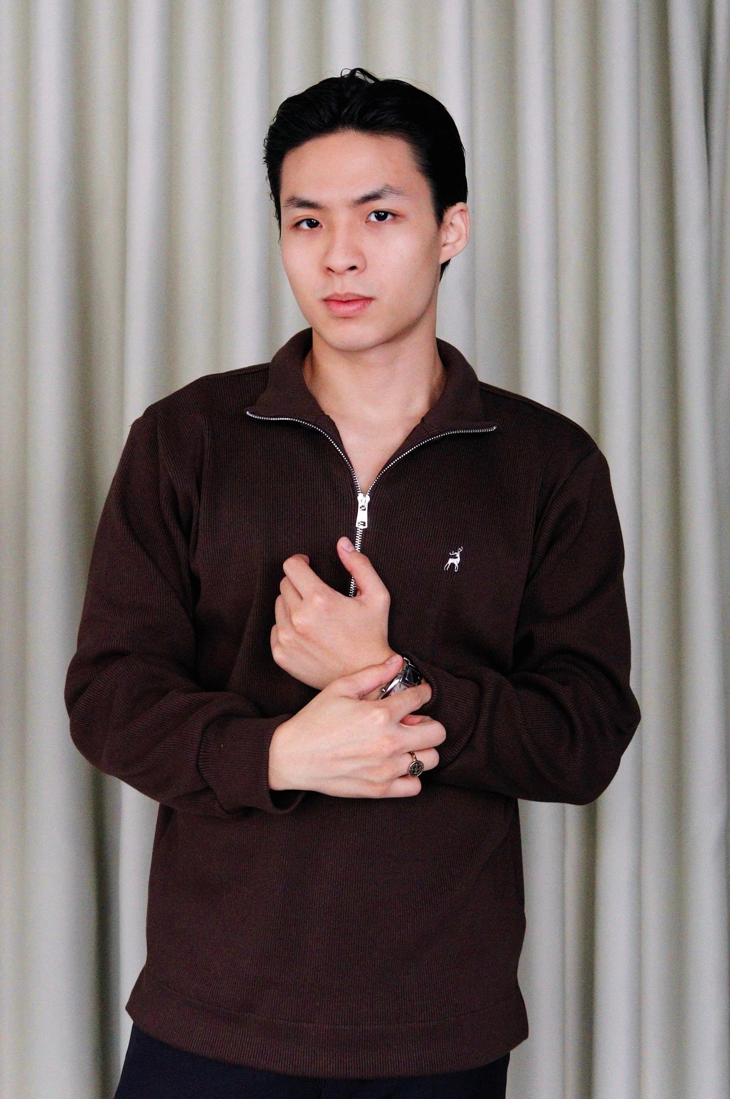 Cotton Knit Quarter Zip