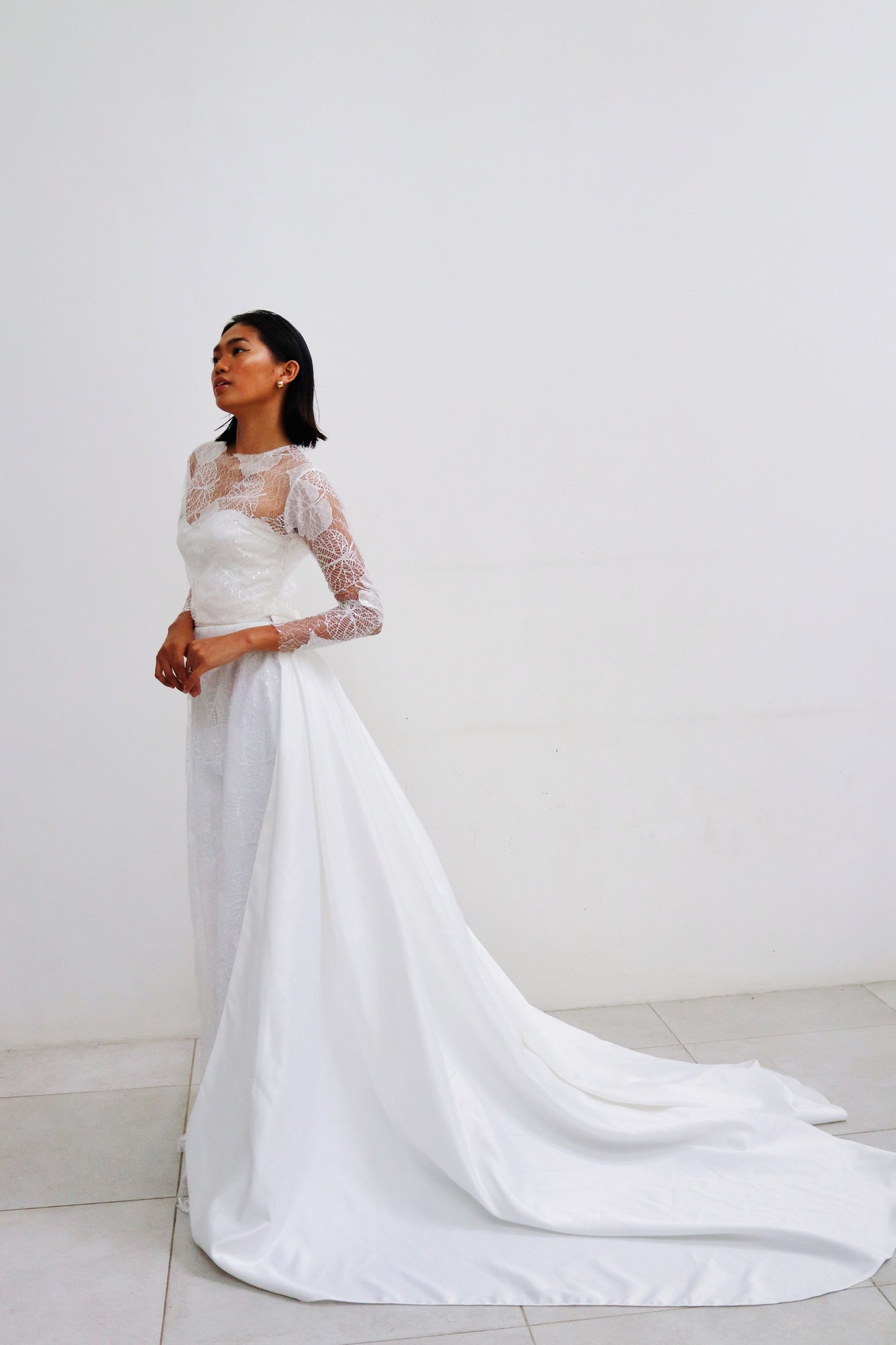 Cathia Lace Wedding Gown with Long Train