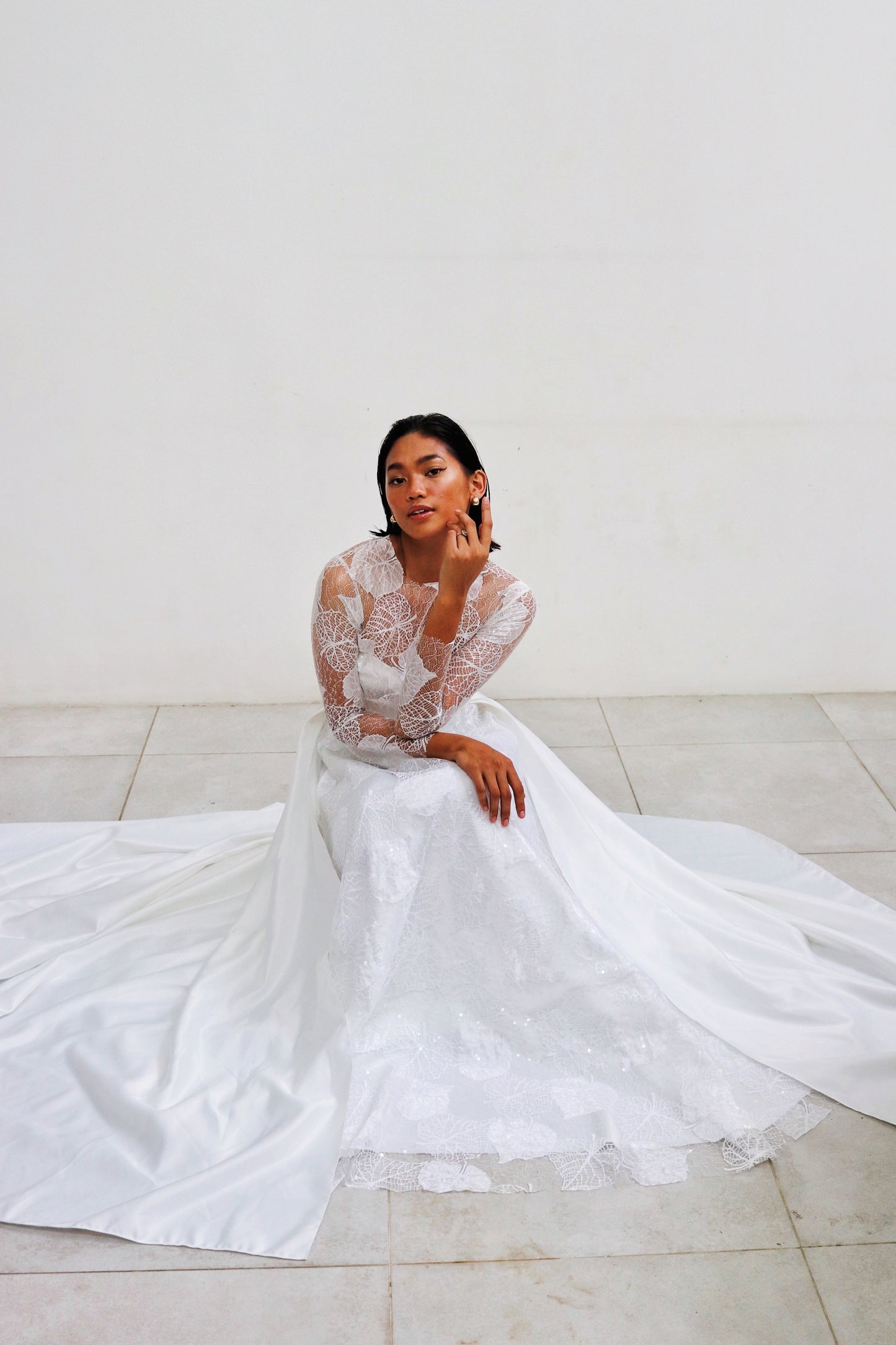 Cathia Lace Wedding Gown with Long Train