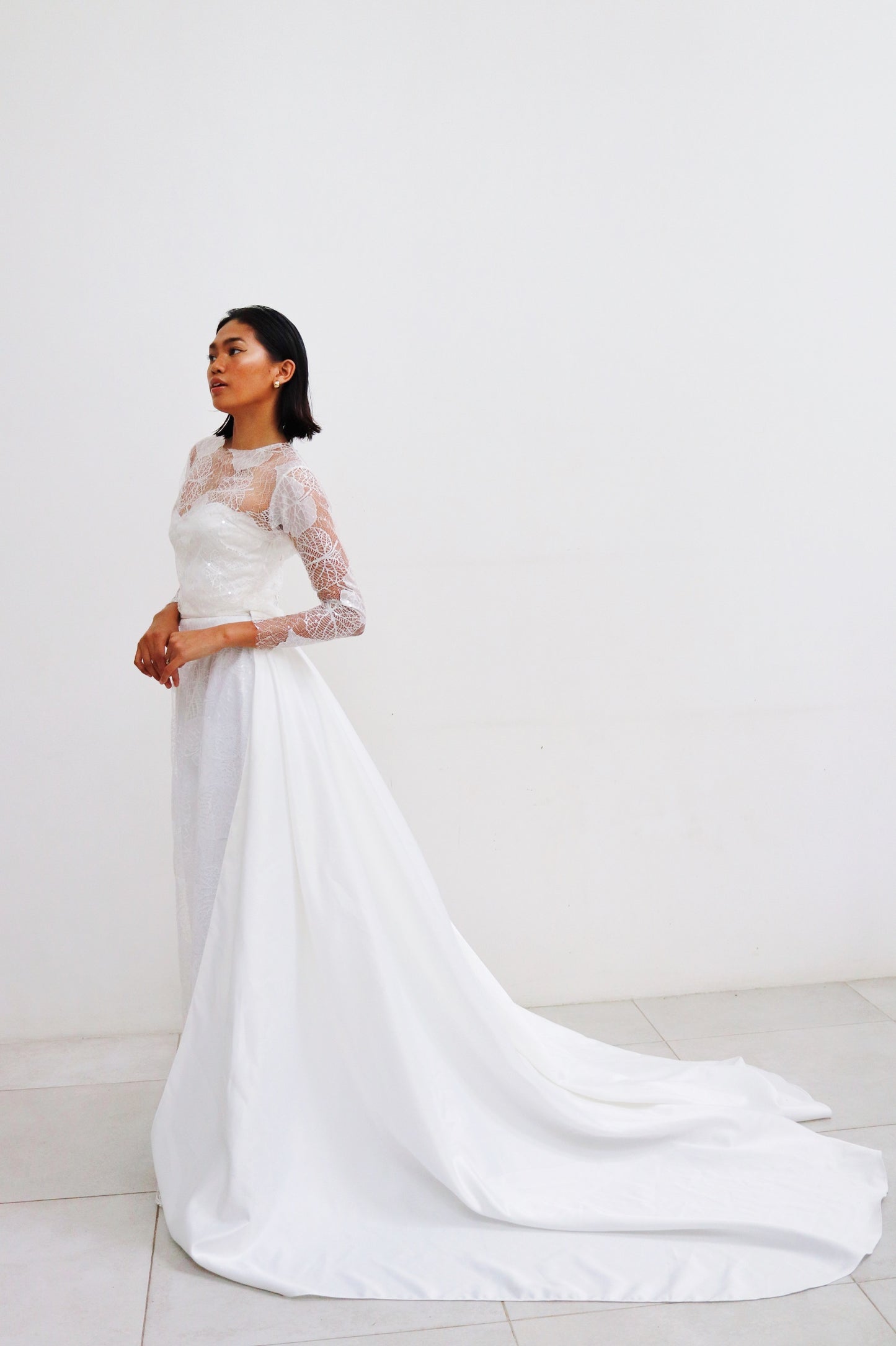 Cathia Lace Wedding Gown with Long Train