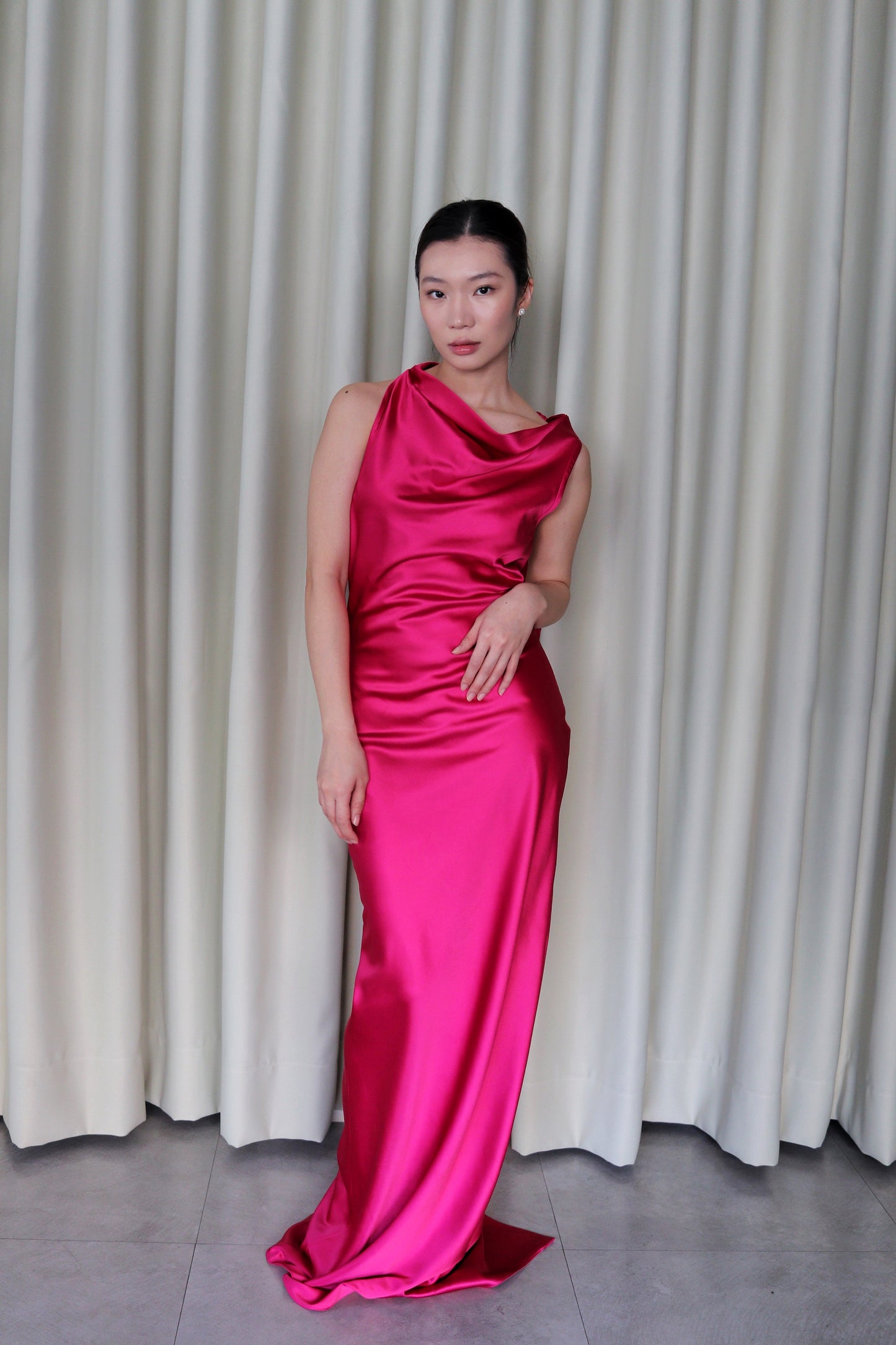 Orielle High Cowl Satin Dress