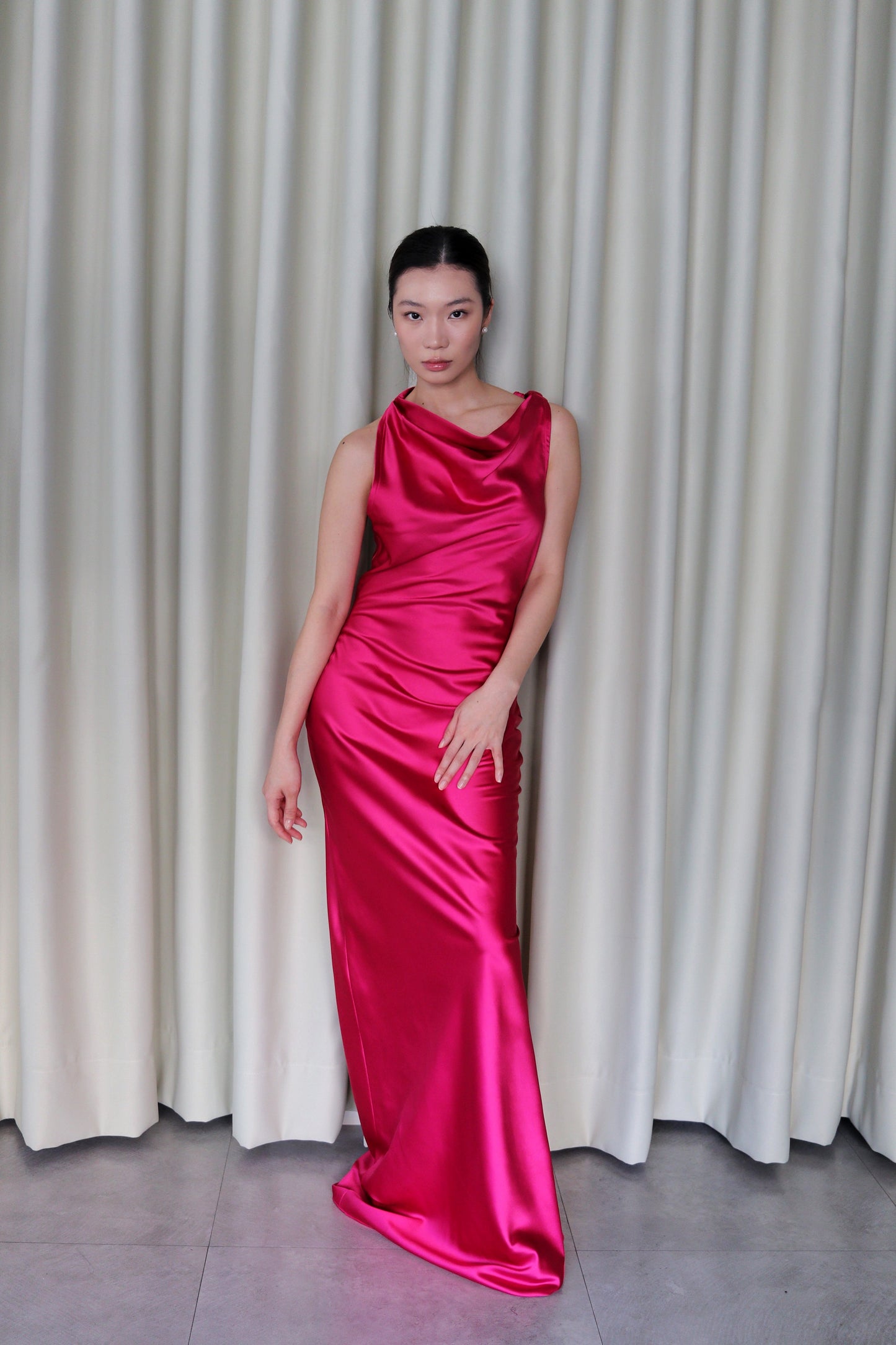 Orielle High Cowl Satin Dress