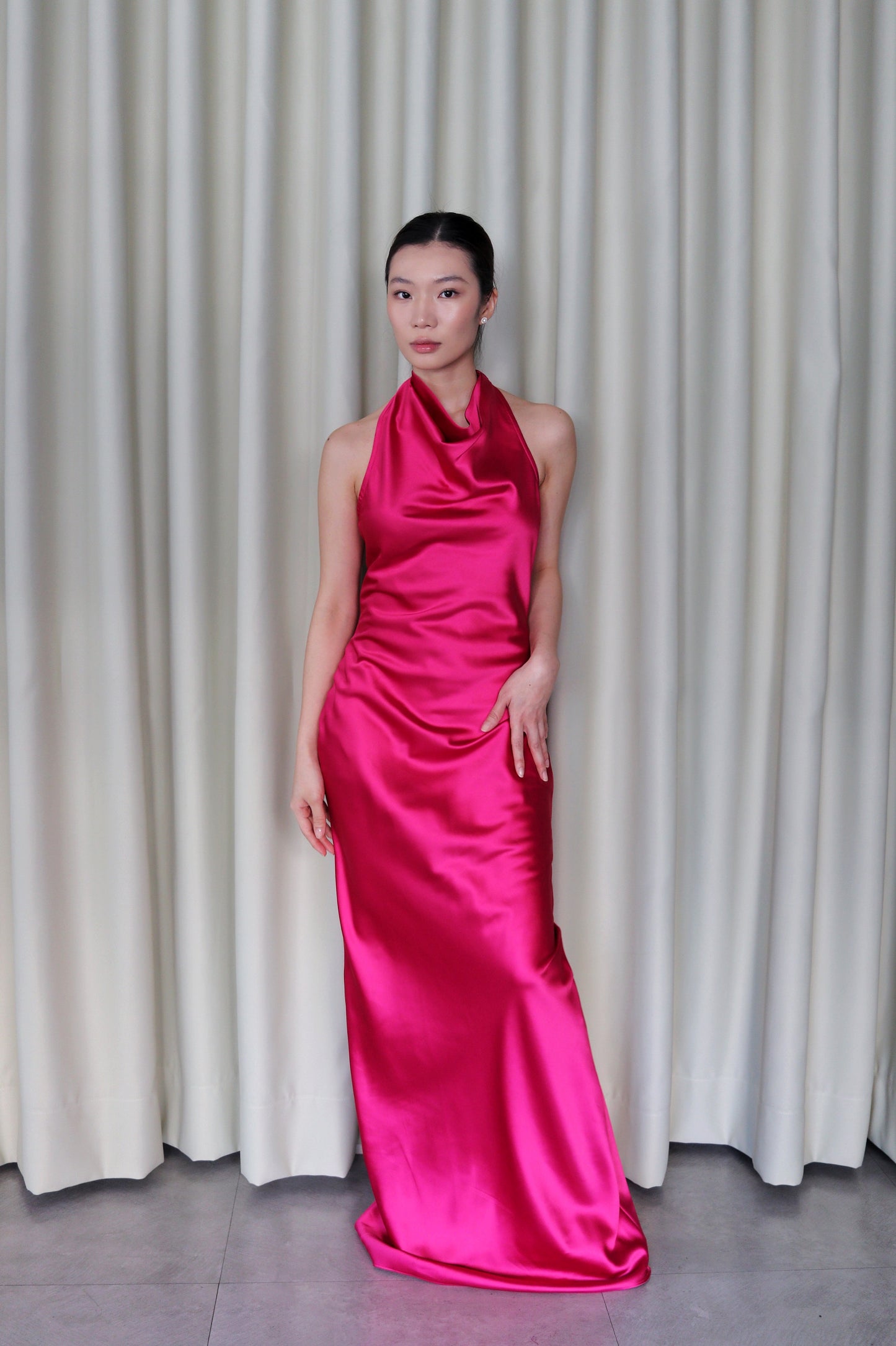 Orielle High Cowl Satin Dress