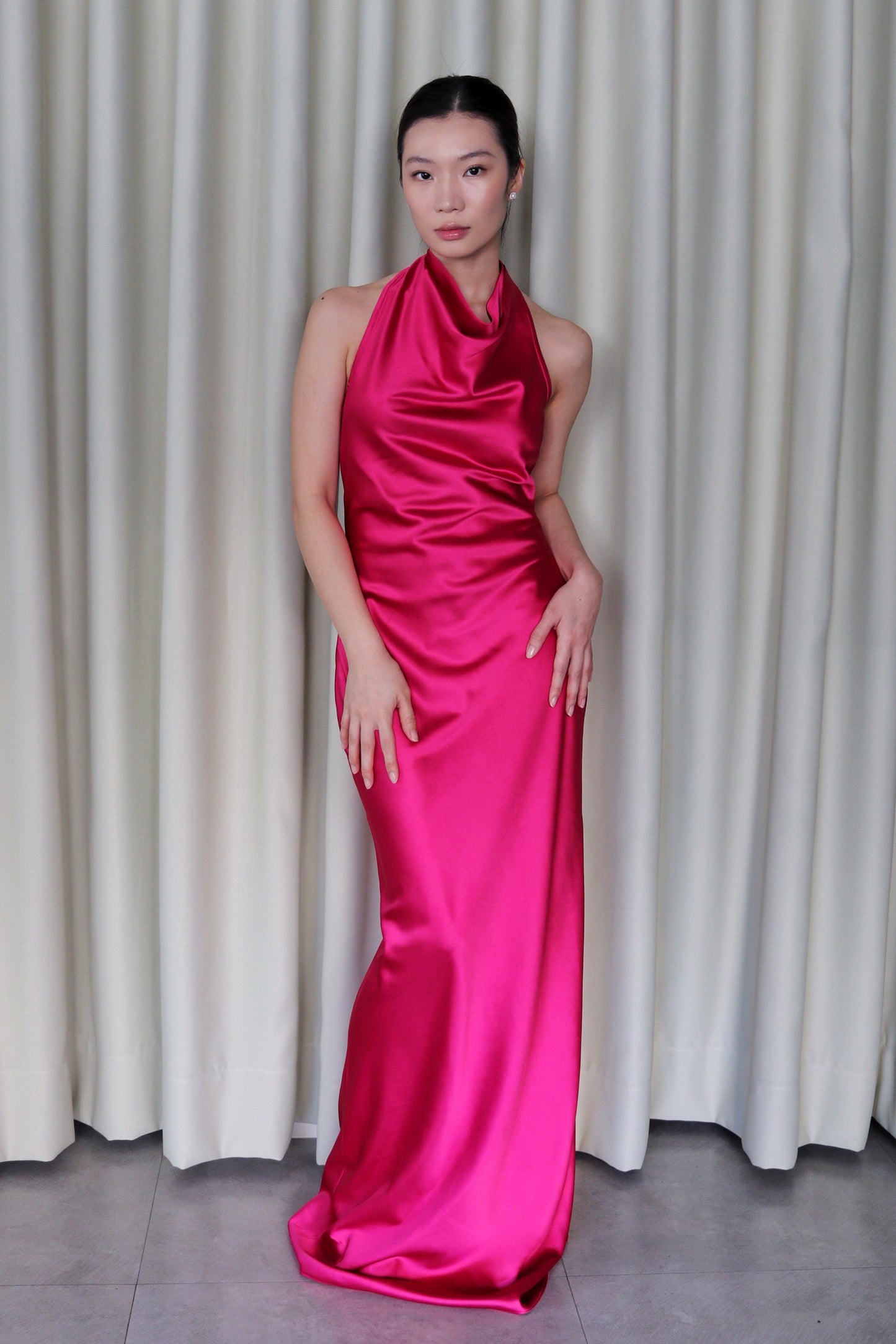 Orielle High Cowl Satin Dress