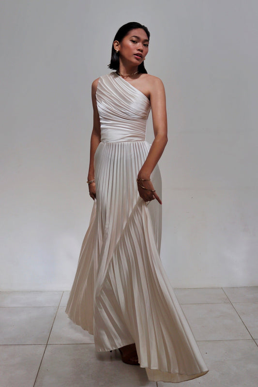 Allyna One-Shoulder Pleated Corset Dress