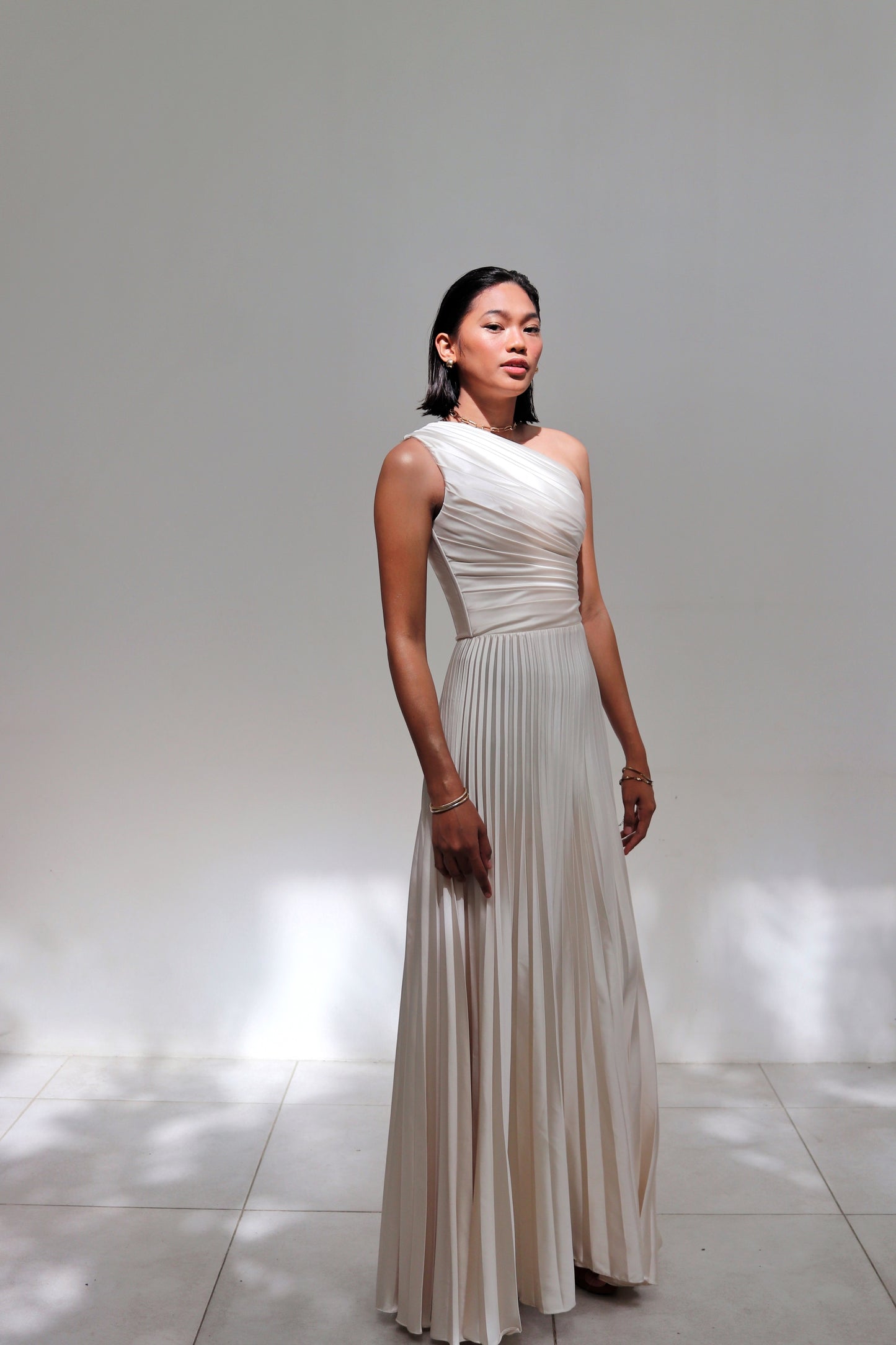 Allyna One-Shoulder Pleated Corset Dress
