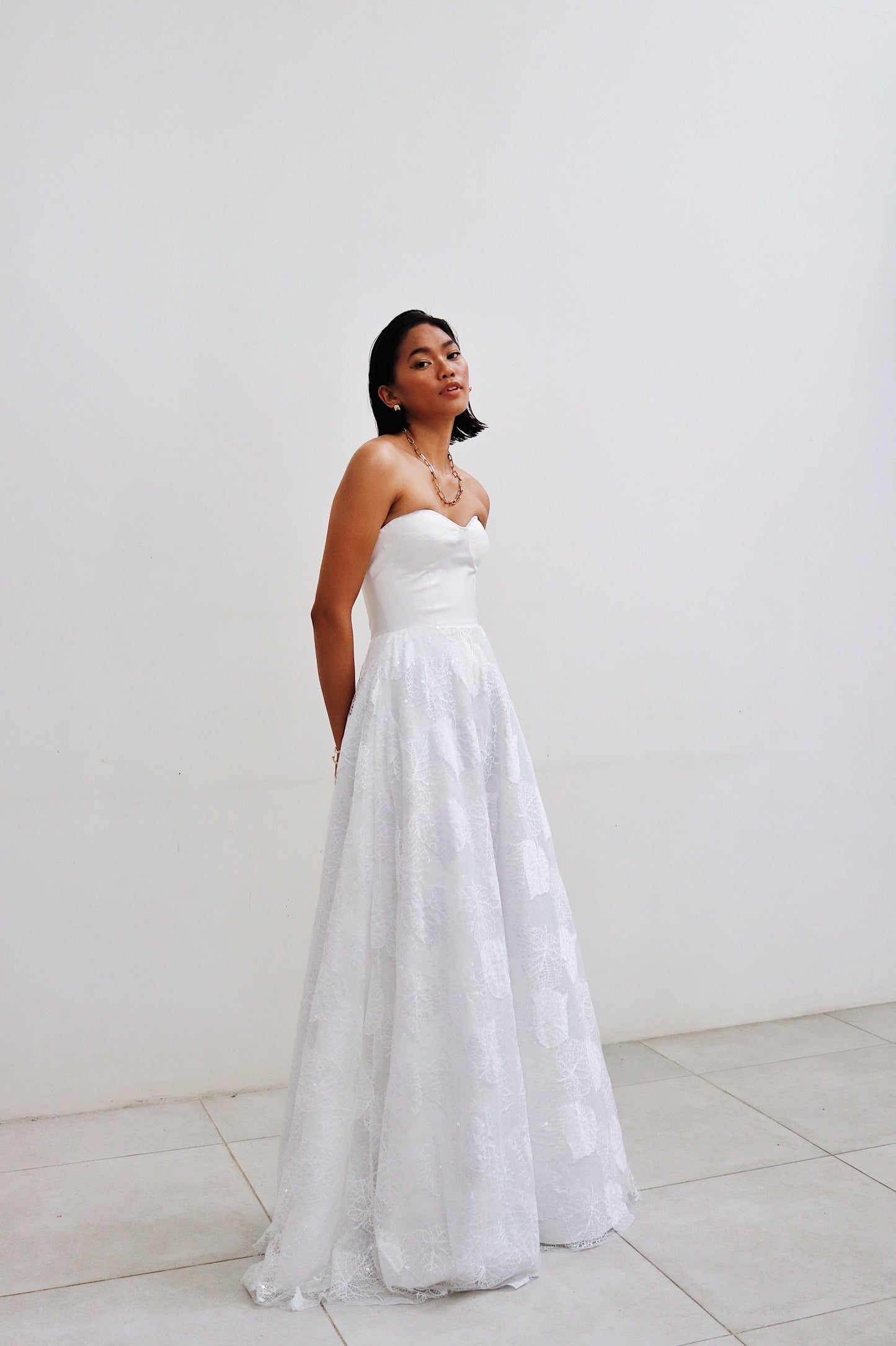 Cathia Base Wedding Gown with Laced Skirt