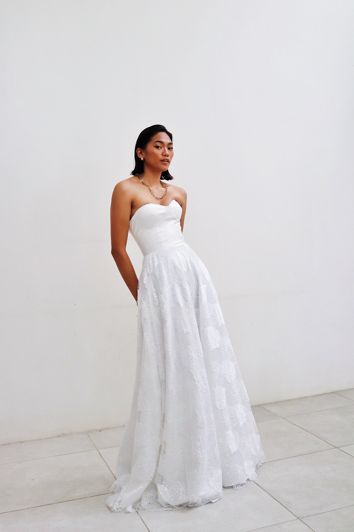 Cathia Base Wedding Gown with Laced Skirt