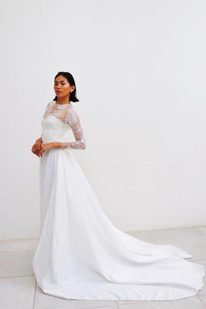 Cathia Lace Wedding Gown with Long Train