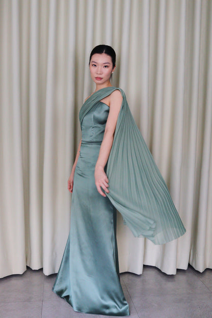 Cirosia One Shoulder Pleated Chiffon Dress
