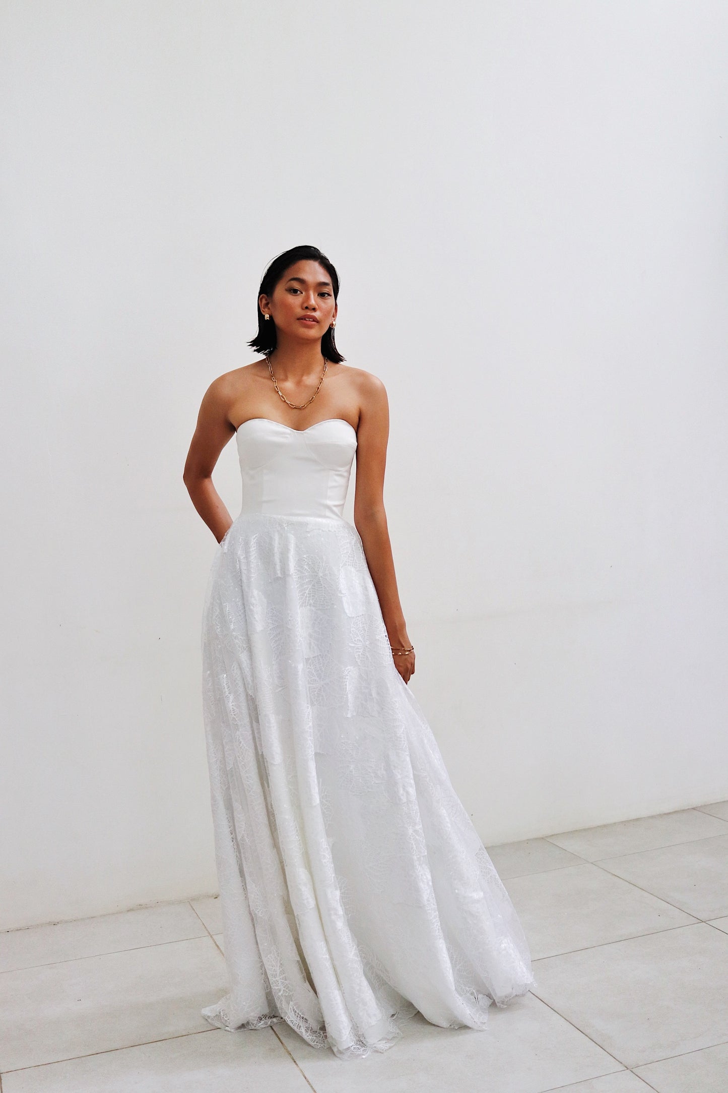 Cathia Base Wedding Gown with Laced Skirt