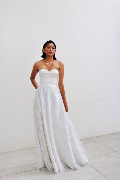 Cathia Base Wedding Gown with Laced Skirt