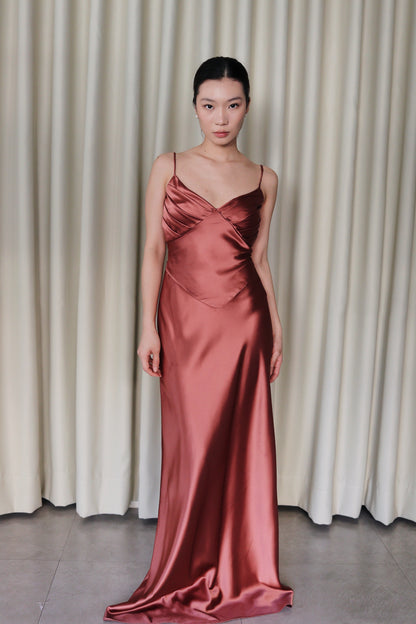 Tiffany V-Neck Satin Dress