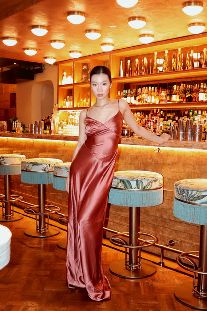 Tiffany V-Neck Satin Dress