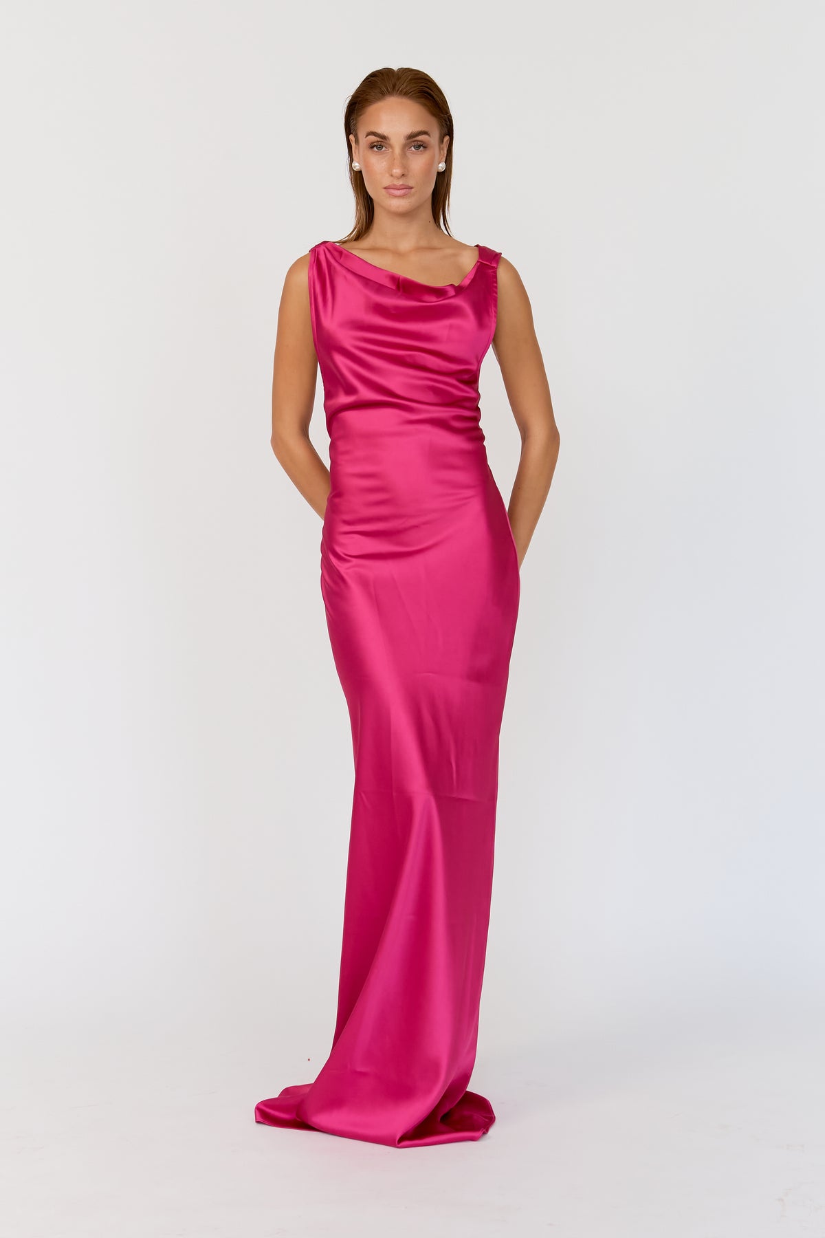 Orielle High Cowl Satin Dress