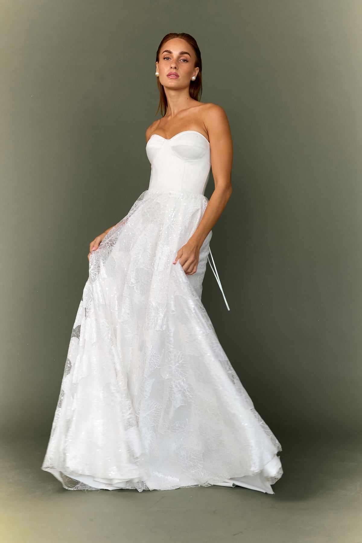 Cathia Base Wedding Gown with Laced Skirt