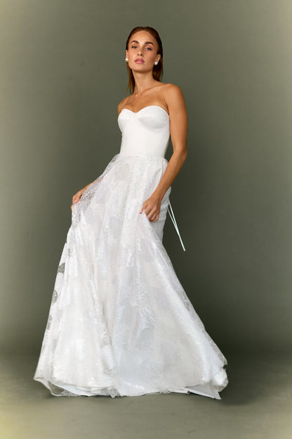 Cathia Base Wedding Gown with Laced Skirt