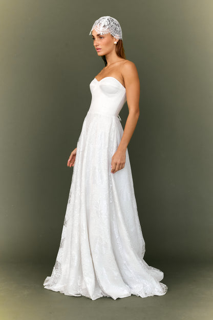 Cathia Base Wedding Gown with Laced Skirt