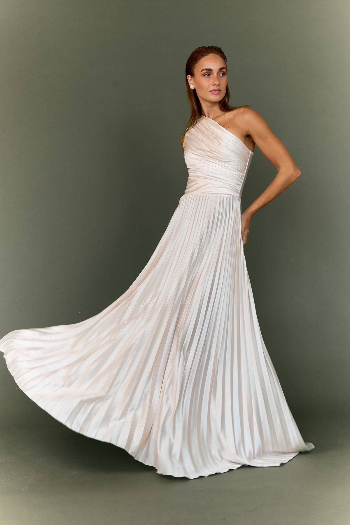 Allyna One-Shoulder Pleated Corset Dress
