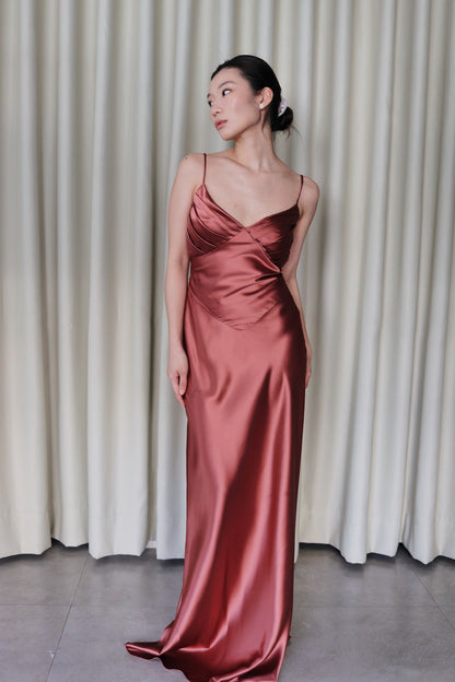 Tiffany V-Neck Satin Dress