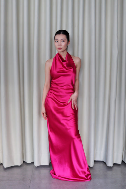 Orielle High Cowl Satin Dress