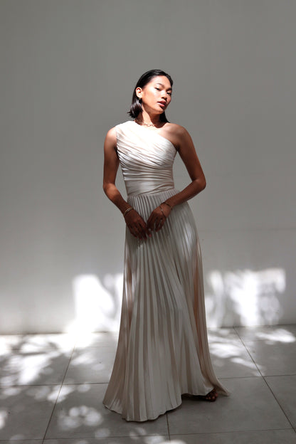 Allyna One-Shoulder Pleated Corset Dress
