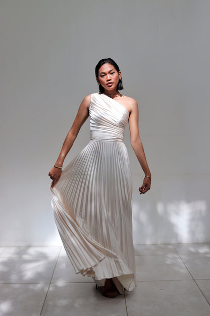 Allyna One-Shoulder Pleated Corset Dress