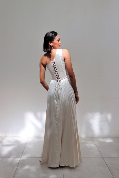Allyna One-Shoulder Pleated Corset Dress