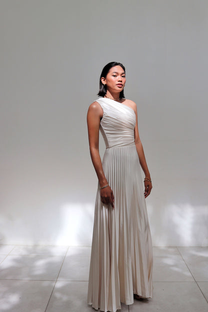 Allyna One-Shoulder Pleated Corset Dress